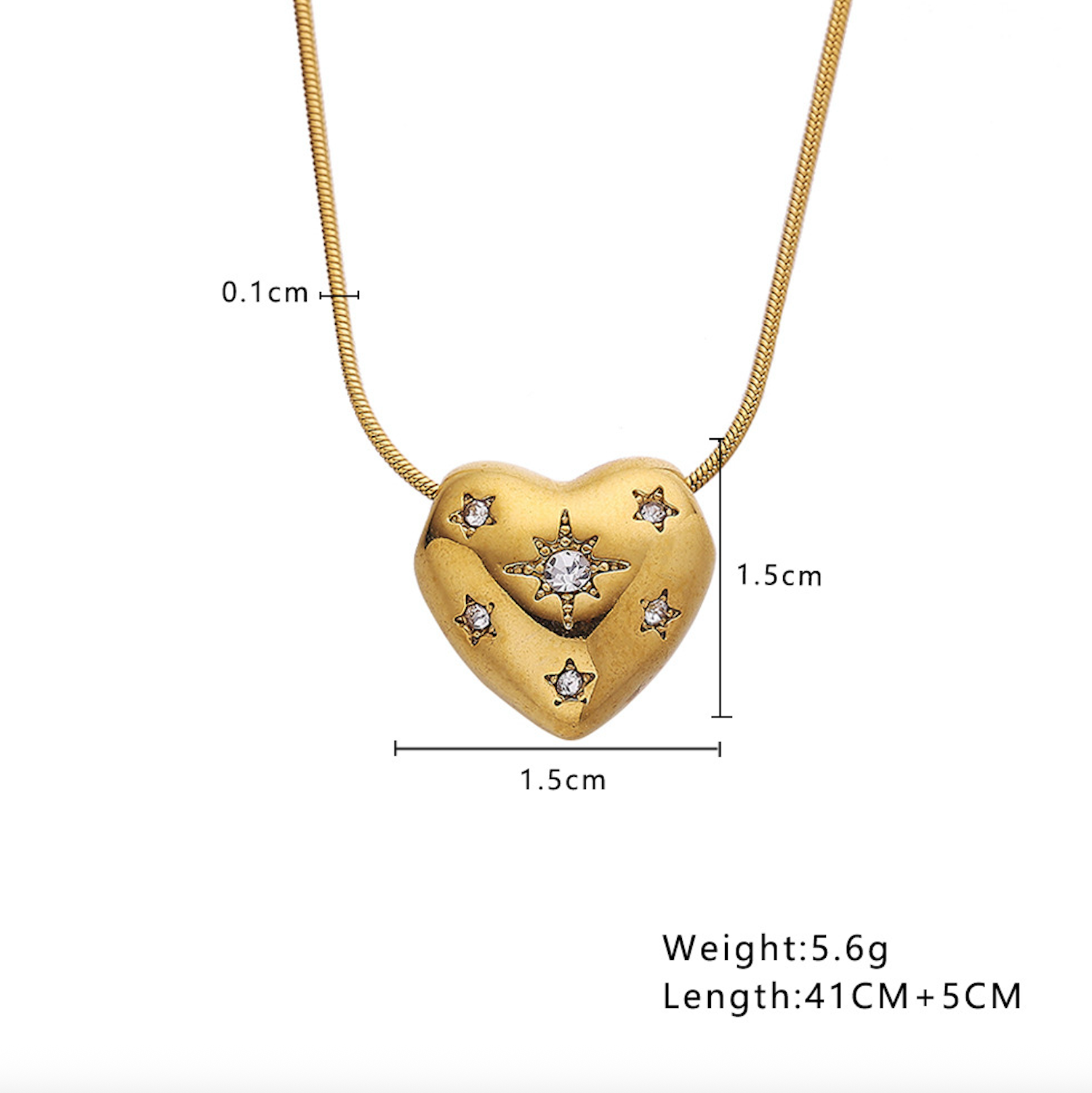 Celestia Heart  Gold Necklace