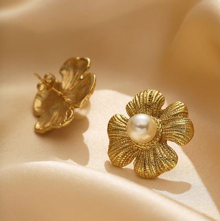 Magnolia Gold Flower Earrings