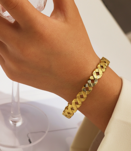 Isla Braided Gold Cuff Bracelet