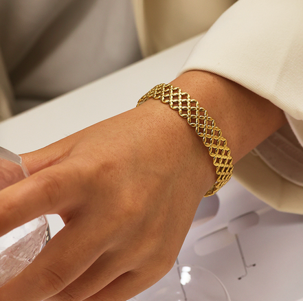 Estelle Weave Gold Cuff Bracelet