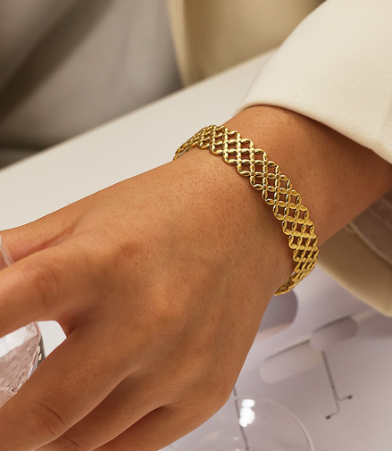 Estelle Weave Gold Cuff Bracelet
