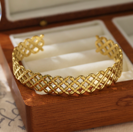 Estelle Weave Gold Cuff Bracelet