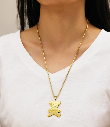 Teddy Charm Gold Necklace