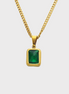 Emerald Glow Gold Stone Necklace