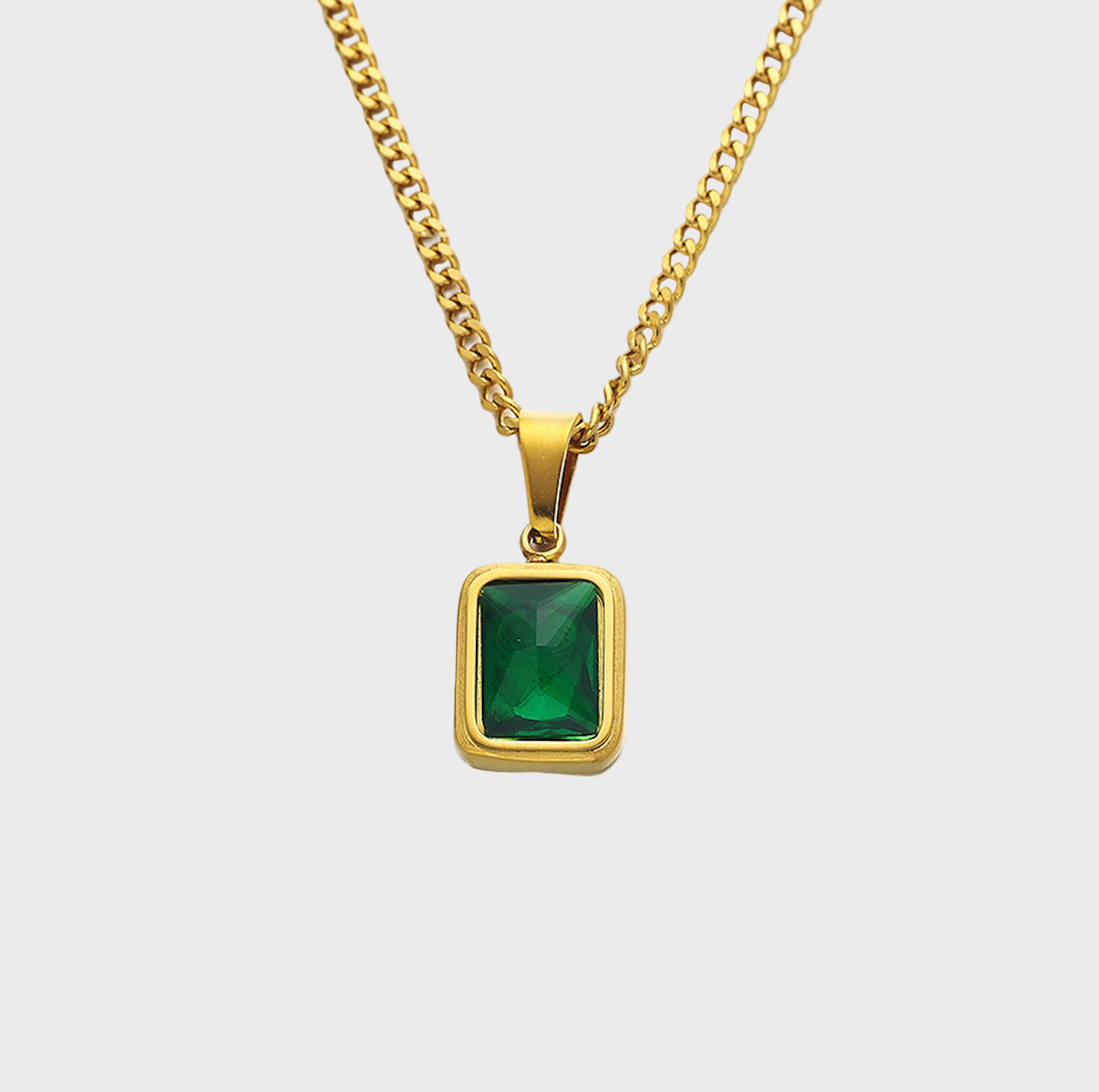 Emerald Glow Gold Stone Necklace