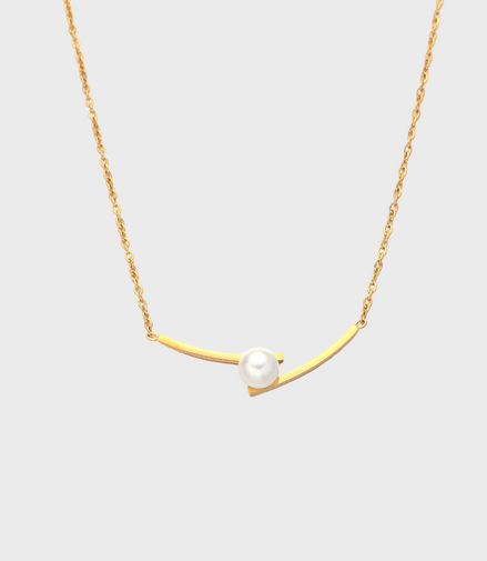 Gold Arc Pearl Necklace