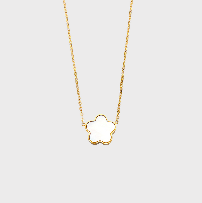 White Clover Gold Necklace