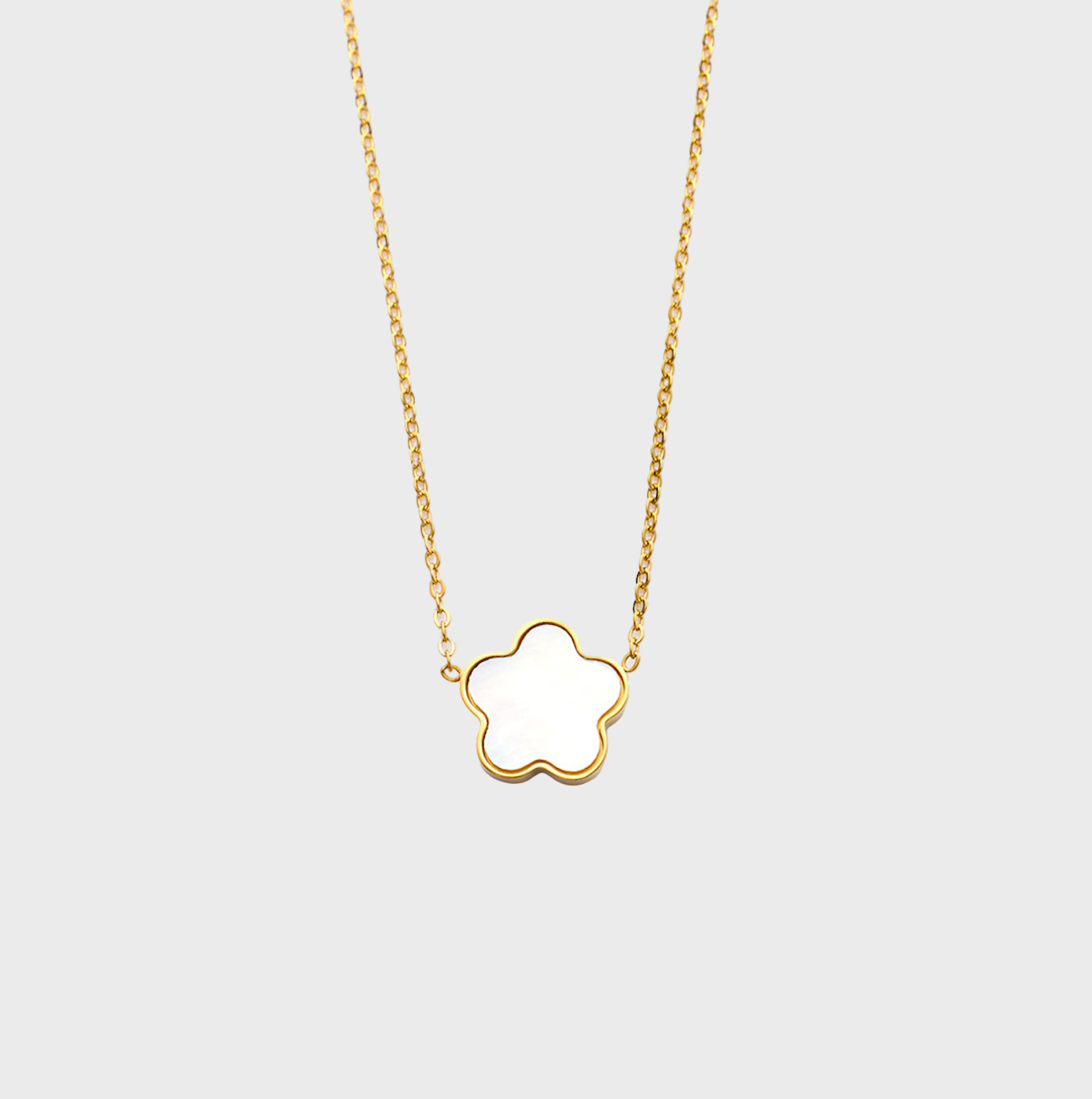 White Clover Gold Necklace