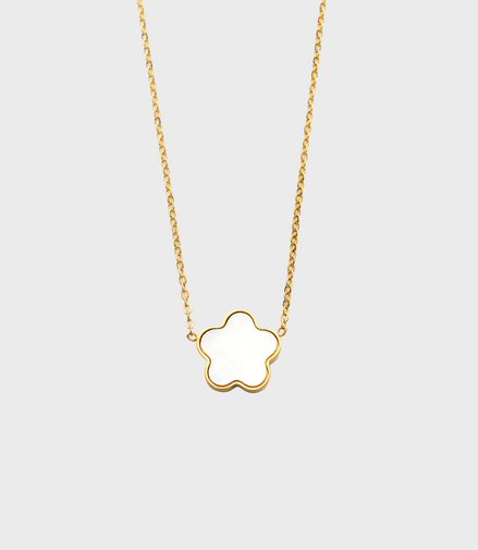 White Clover Gold Necklace