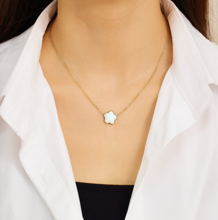 White Clover Gold Necklace