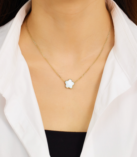 White Clover Gold Necklace