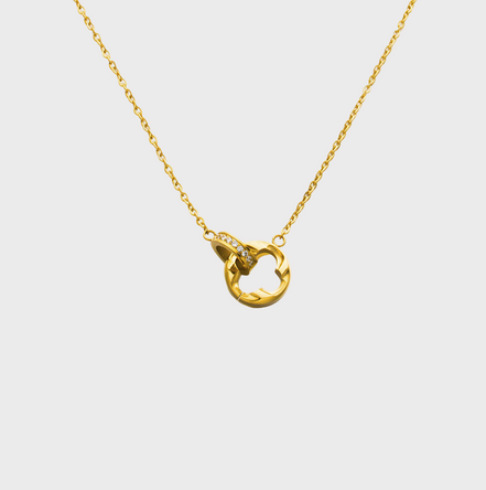 Gold Stone Circle Necklace