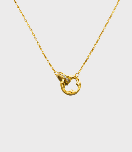 Gold Stone Circle Necklace