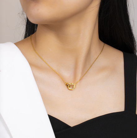 Gold Stone Circle Necklace