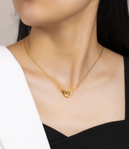 Gold Stone Circle Necklace