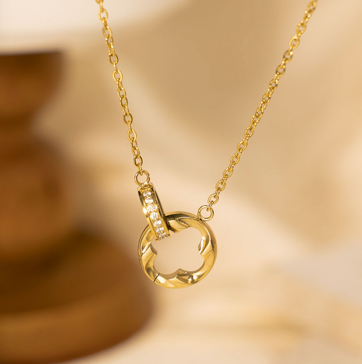 Gold Stone Circle Necklace
