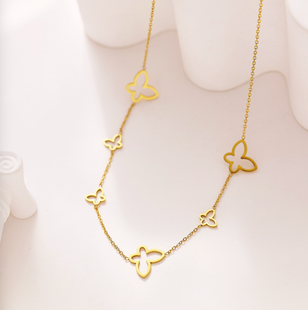 Gold Butterfly Link Necklace