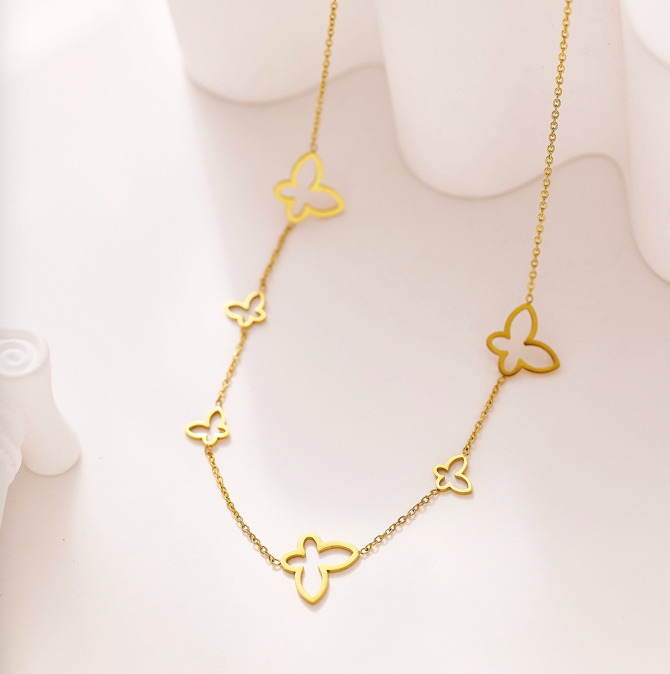 Gold Butterfly Link Necklace