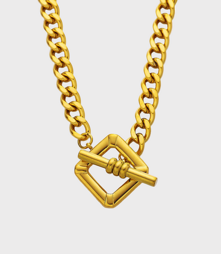 Gold Square Link Necklace