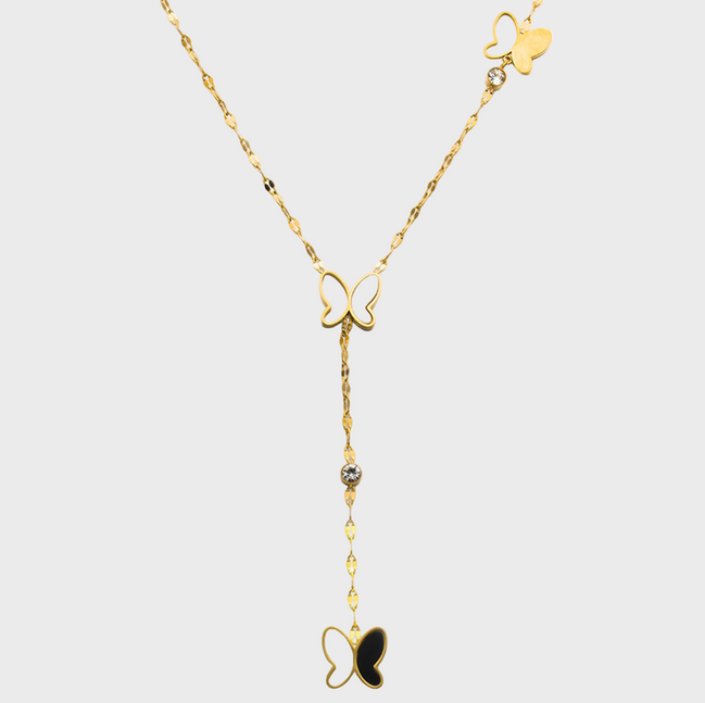 Gold Butterfly Drop Necklace