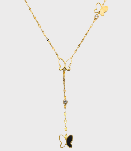 Gold Butterfly Drop Necklace