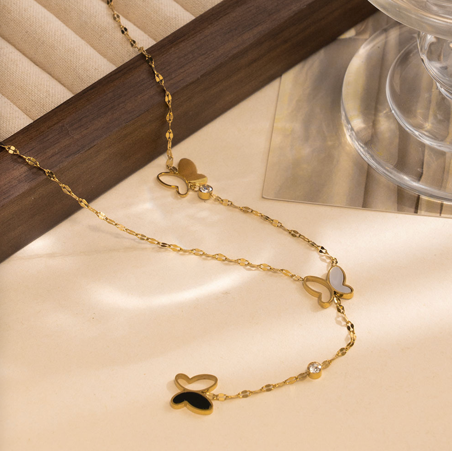 Gold Butterfly Drop Necklace