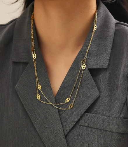 Gold Double Link Necklace