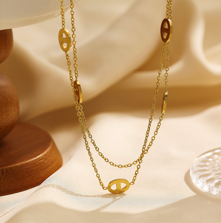 Gold Double Link Necklace