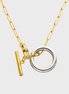 Gold and Steel Link Ring Necklace