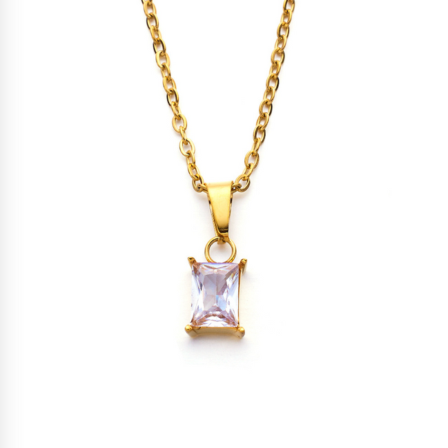 Emerald Gem Gold Necklace Lavender