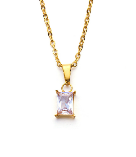 Emerald Gem Gold Necklace Lavender