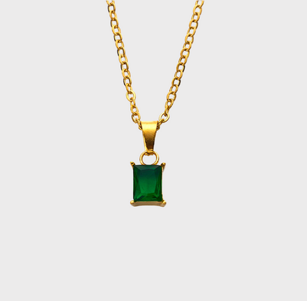 Emerald Gem Gold Necklace Green