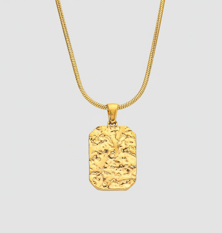 Textured Gold Plate Necklace