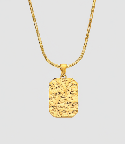 Textured Gold Plate Necklace
