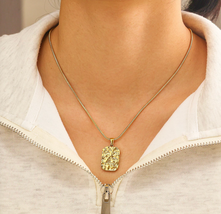 Textured Gold Plate Necklace