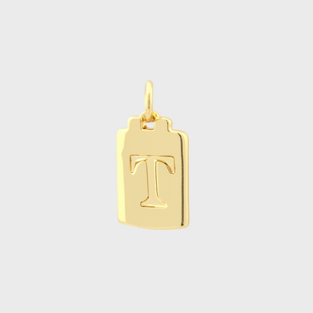 Gold Tag Letter Charm