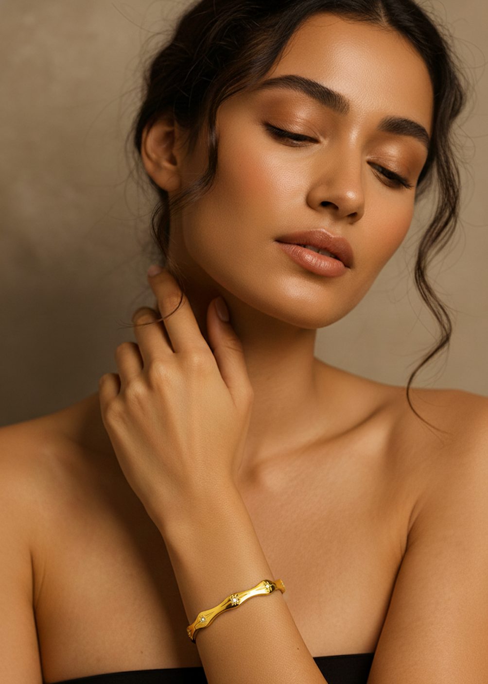 Gold Wave Crystal Bracelet