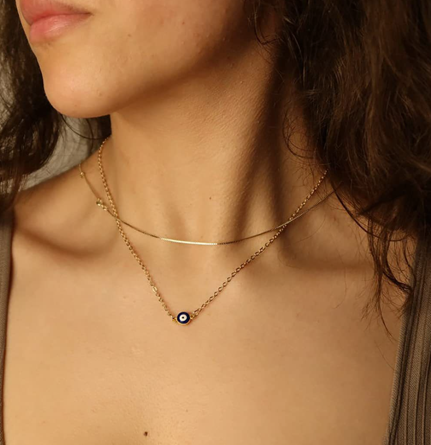 Evil Eye Minimal Gold Necklace