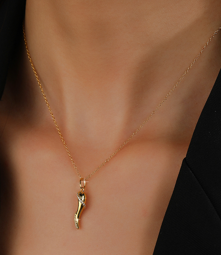 Crystal Cornicello Gold Necklace