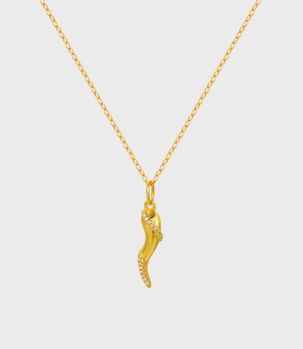 Crystal Cornicello Gold Necklace