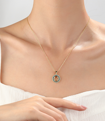 Hamsa Evil Eye Gold Necklace