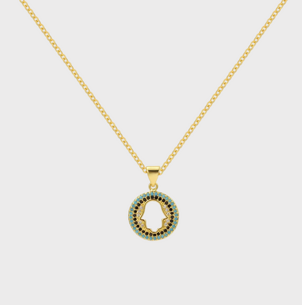 Hamsa Evil Eye Gold Necklace