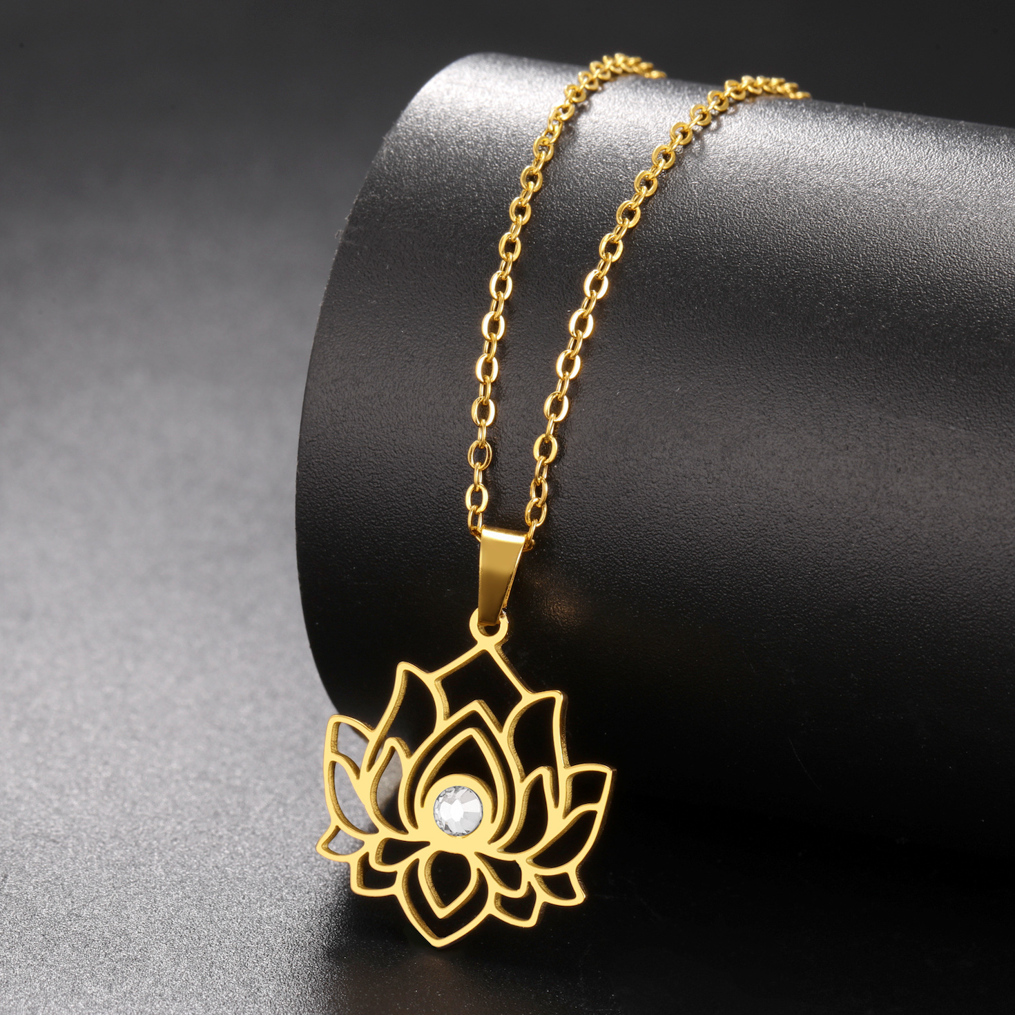 Lotus Flower Gold Necklace