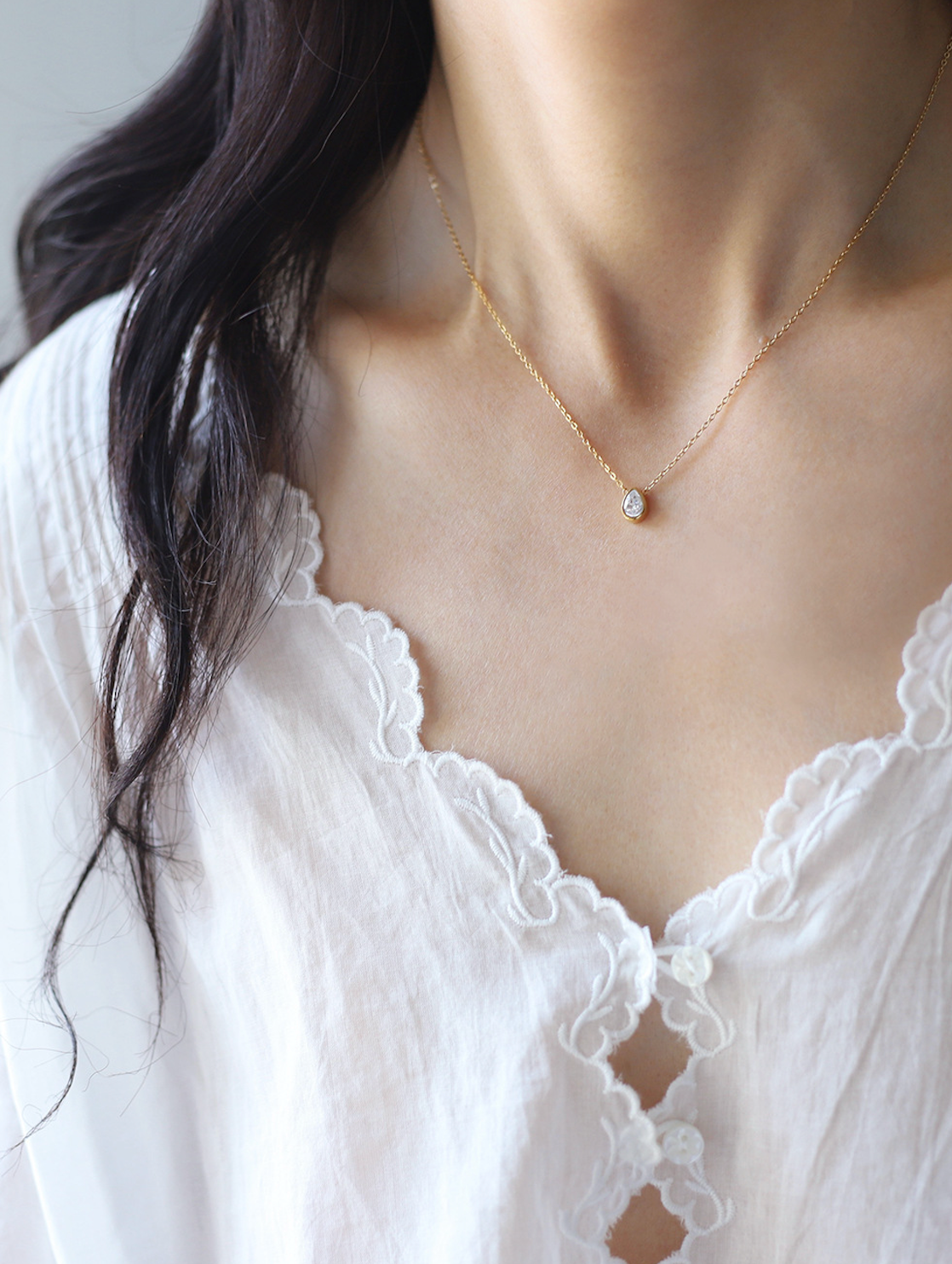 Pear Crystal Gold Necklace