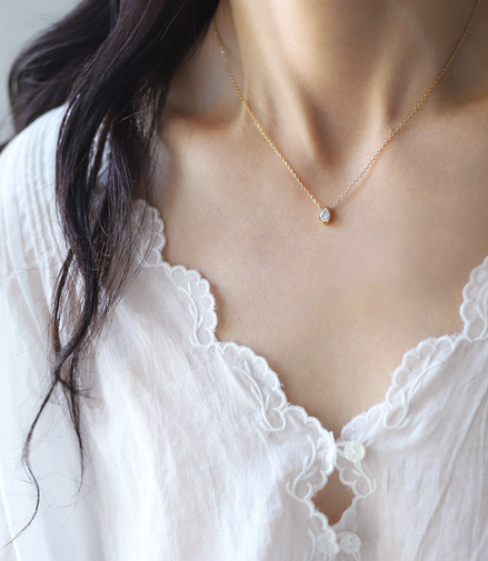 Pear Crystal Gold Necklace