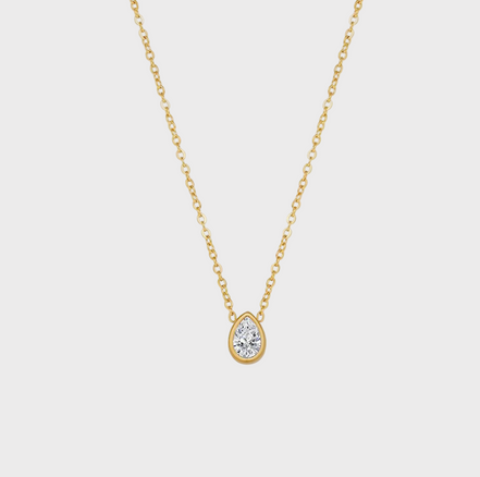 Pear Crystal Gold Necklace