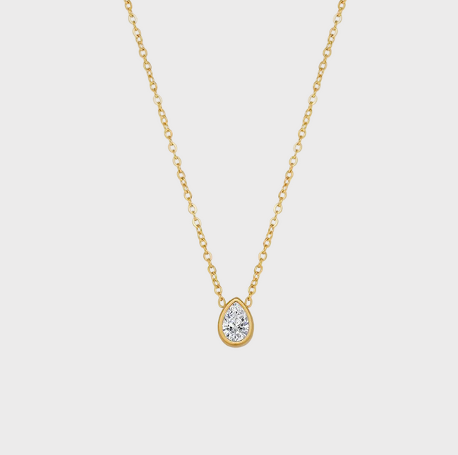 Pear Crystal Gold Necklace