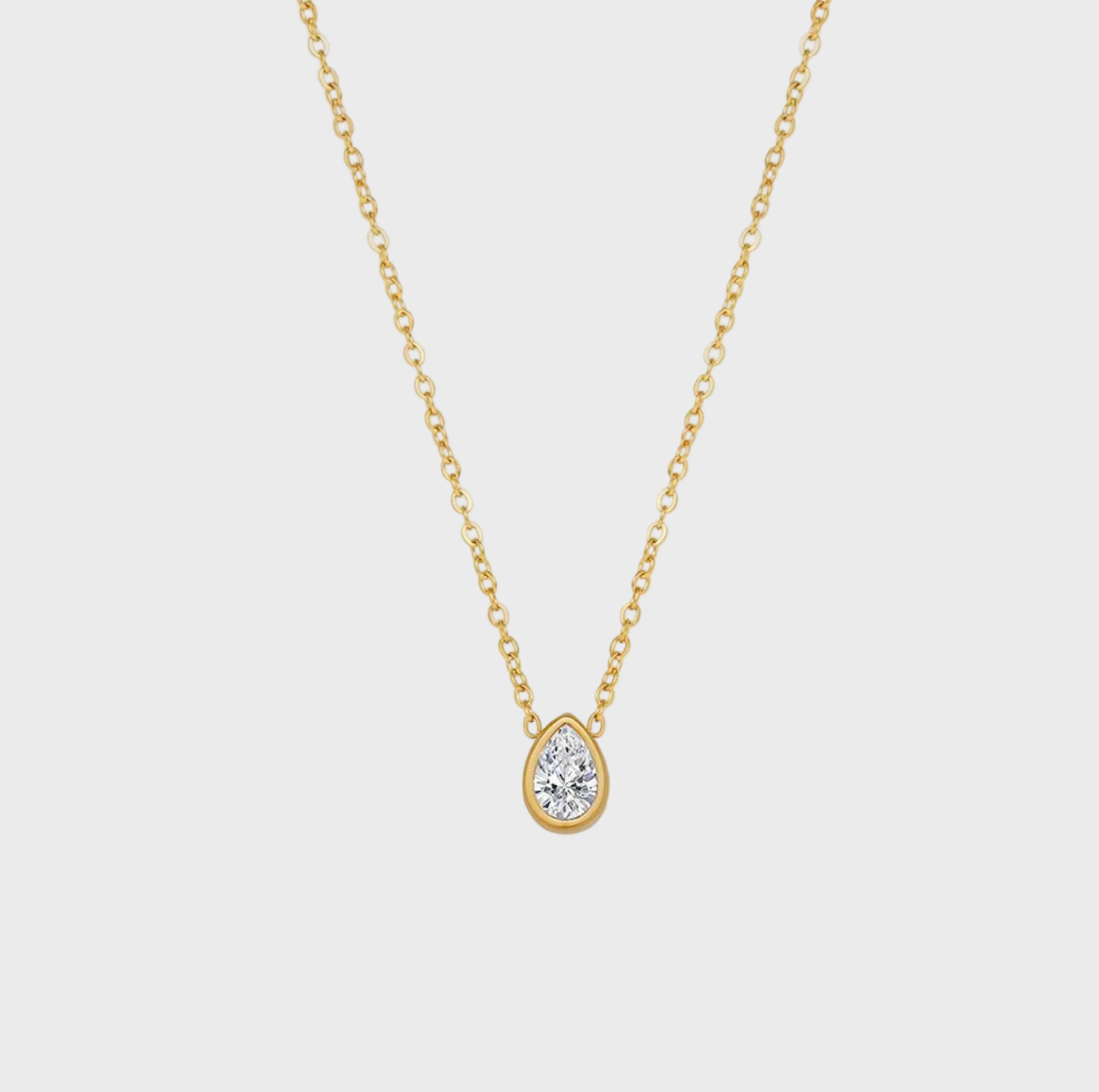 Pear Crystal Gold Necklace