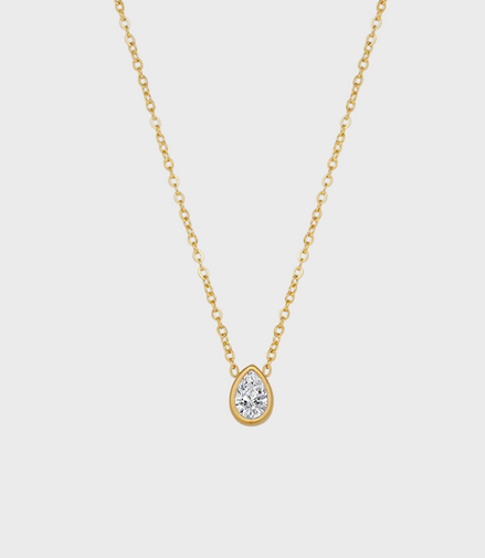 Pear Crystal Gold Necklace