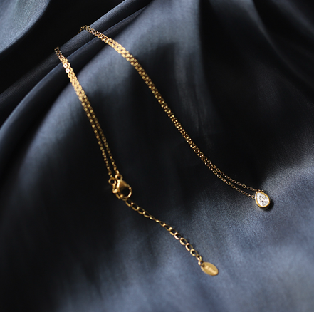 Pear Crystal Gold Necklace